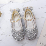 Kid Girl Princess Shoes Girl Flat Shoes Crystal Leather Shoes