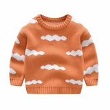 Kid Baby Boy Trendy Long-sleeved Stripes Floating Clouds Warm Sweater