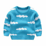 Kid Baby Boy Trendy Long-sleeved Stripes Floating Clouds Warm Sweater