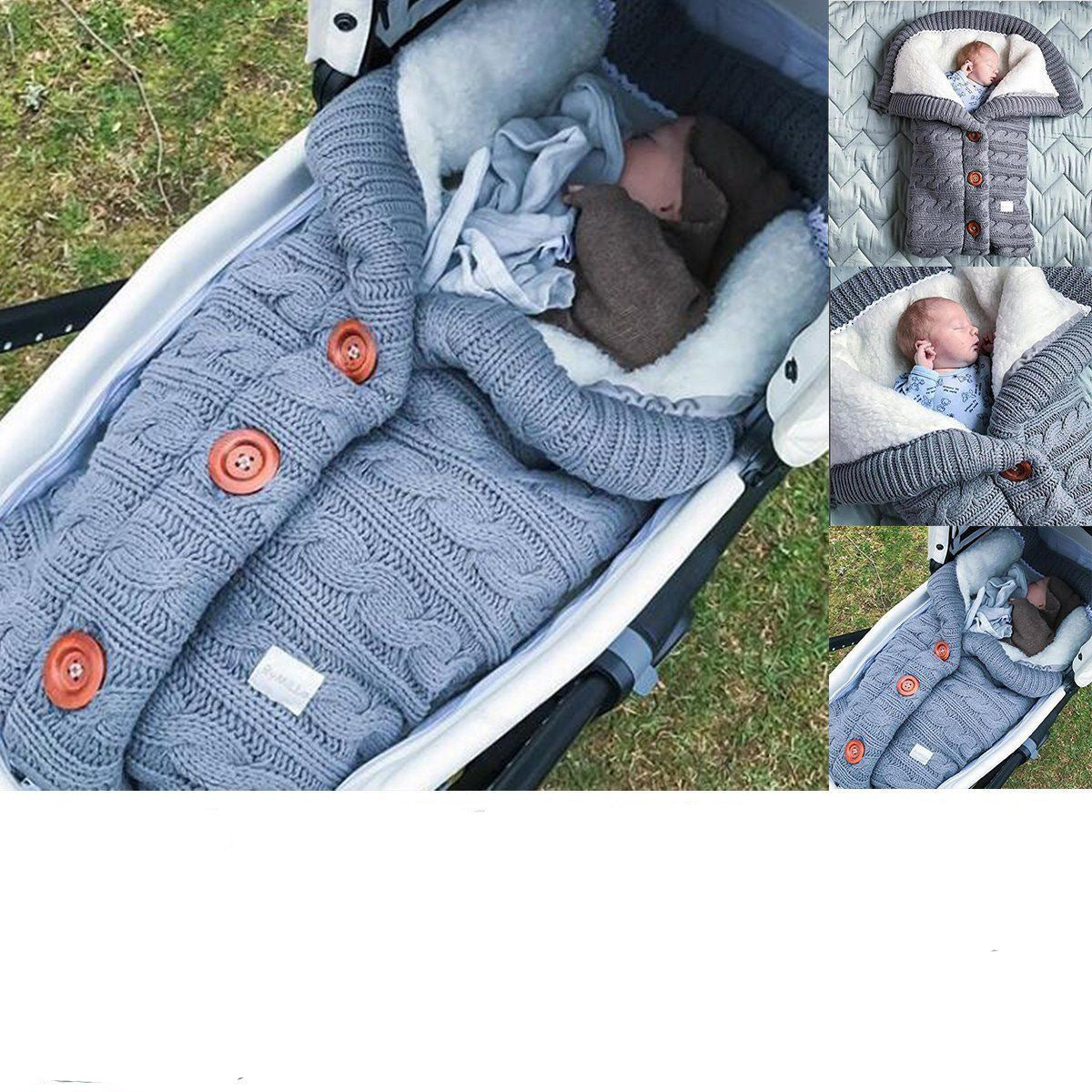 Baby Sleeping Outdoor Stroller Woolen Knitting Thicken Warm Plush Pajamas