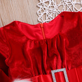 Girl Christmas Fur Edge Red Dress With Belt