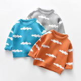 Kid Baby Boy Trendy Long-sleeved Stripes Floating Clouds Warm Sweater