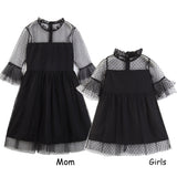 Family Matching Mother-daughter Black Lace Mesh Princess Dress