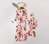 Family Matching Printed Mother and Daughter Flower Dress
