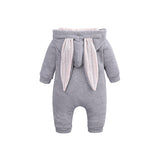 Baby Crawl Suit Harcoat Big Eared Rabbit Hooded Zipper Rompers