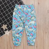 Family Matching Mother-daughter Dinosaur Flower Pattern Casual Pants