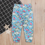 Family Matching Mother-daughter Dinosaur Flower Pattern Casual Pants