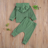 Baby Boy Solid Color Set Long Sleeve Drawstring Suits 2 Pcs