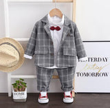 Autumn Kid Baby Boys Plaid Wedding Suits 3Pcs/Sets