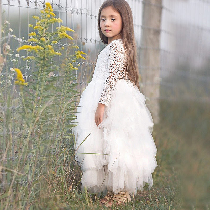 Girl Dress Lace Flower Wedding Princess Party Pageant Dresses 2-8Y