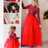 Family Matching Spring Mommy and Me Hot Bow Patchwork Tulle Dress