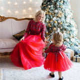 Family Matching Spring Mommy and Me Hot Bow Patchwork Tulle Dress