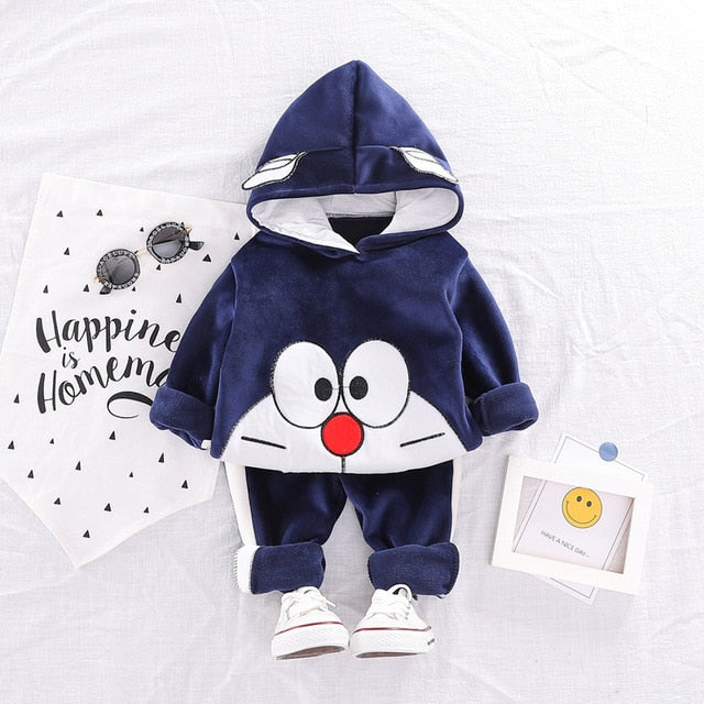 Baby Boys Girls Set Thicken Long Sleeved Letter Tops +Bottoms 2 Pcs 0-3 Years