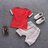Baby Boy Tie Bow Summer New Kids Cotton Cute Sets Baby Boy Outfit Costumes - honeylives
