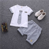Baby Boy Tie Bow Summer New Kids Cotton Cute Sets Baby Boy Outfit Costumes - honeylives