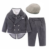 Kid Baby Boy Tuxedo Spring Cotton Suit 3 Pcs Sets