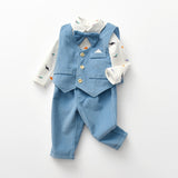 Baby Boys Set Gentleman Toddler Formal Long Sleeve 3 Pcs Set