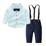 Baby Boys Set Toddler Gentleman Suit Baptism Bowtie Suspender Outfits 2 Pcs