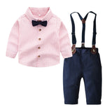 Baby Boys Set Toddler Gentleman Suit Baptism Bowtie Suspender Outfits 2 Pcs