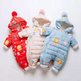 Girls Winter Thick Warm Snowsuit Infant Snow Wear Overalls Rompers
