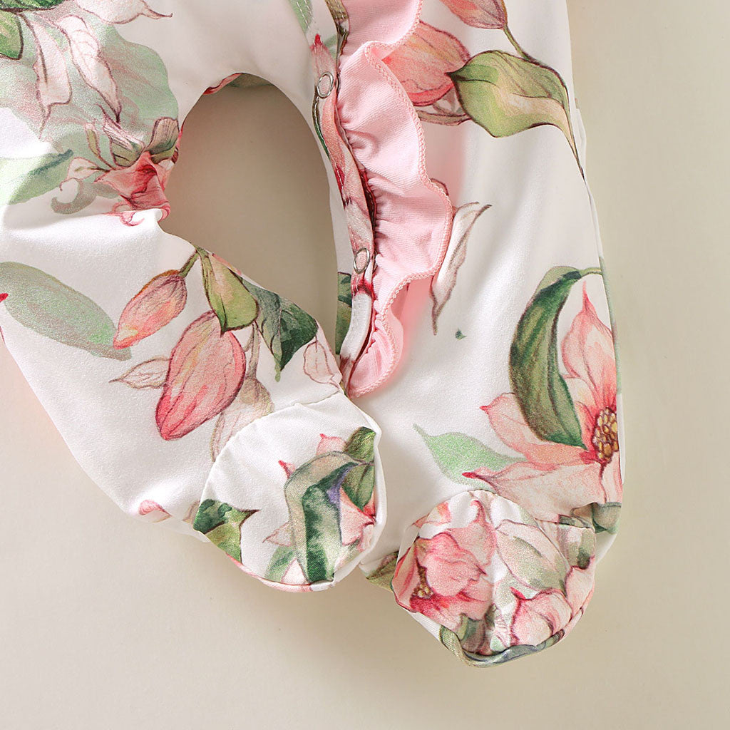Baby Girl Romper Infant Vintage Sleeper Romper Headband Clothes Outfits - honeylives