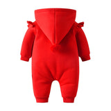 Baby Girl Hooded Romper Fleece Newborn Winter Sleepwear Romper Jumpsuit
