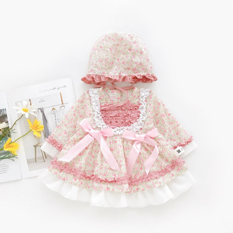 Baby Girl Lolita Floral Princess Birthday Christening Party Frock Boutique 2 Pcs