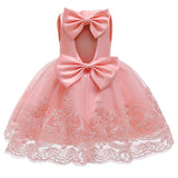 Baby Girl Princess Baptism Dress Big Bow Open Back Costume 9M-6T - honeylives