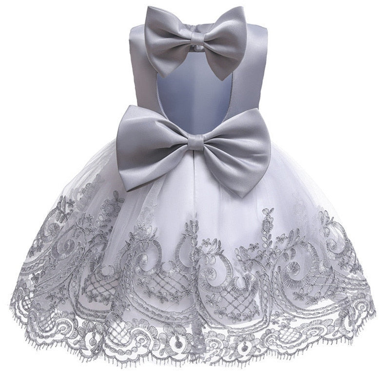 Baby Girl Princess Baptism Dress Big Bow Open Back Costume 9M-6T - honeylives