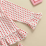 Kid Baby Girl Heart Print Pajama Set Valentine's Day 2 Pcs