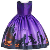 1-10T Kid Girls Halloween Pumpkin Carnival Party Dresses