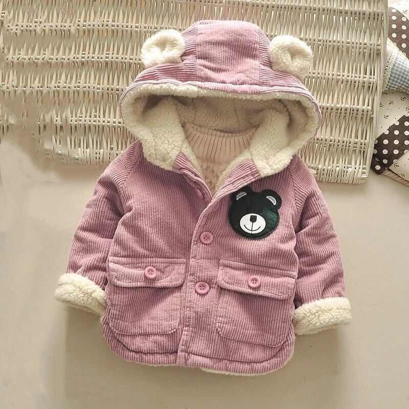 Baby Girls Hooded Fleece Jackets Warm Coat Jacket Outerwear 1-6 Y