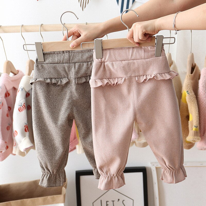 Baby Girls Autumn Casual Trousers Plaid Fashion Toddler Pants