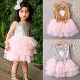 Baby Girls Princess Birthday Summer Bow Tutu Cake Dresses 2-6T - honeylives