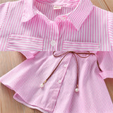 Baby Girls Stripe Long Sleeve Party Belt Fall Winter Casual Dress for 2-6Y