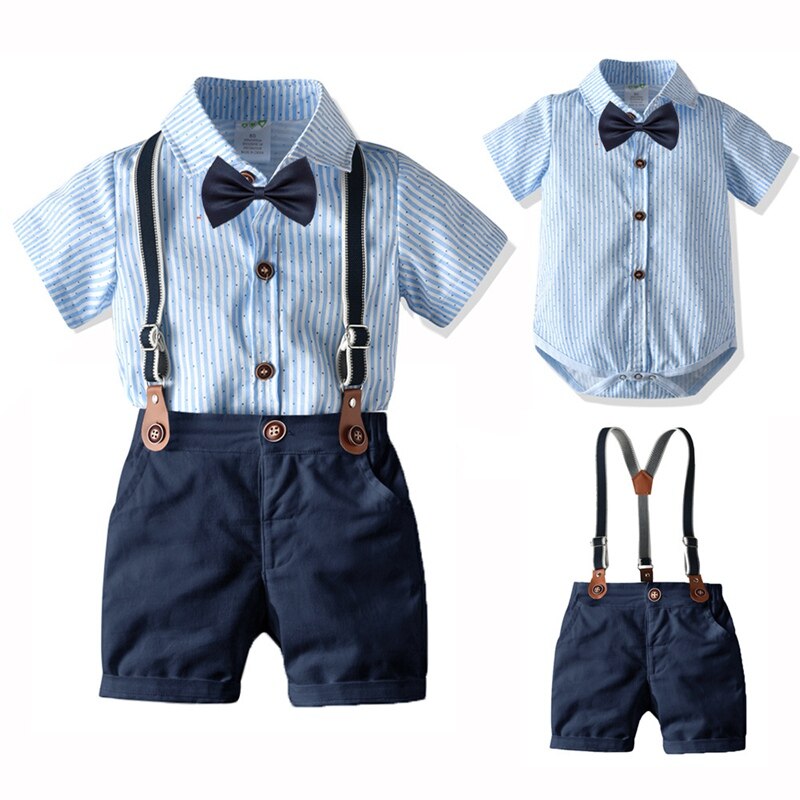 Baby Boy Gentleman Formal Baptism Birthday T-Shirt+Belt Pants Outfits - honeylives