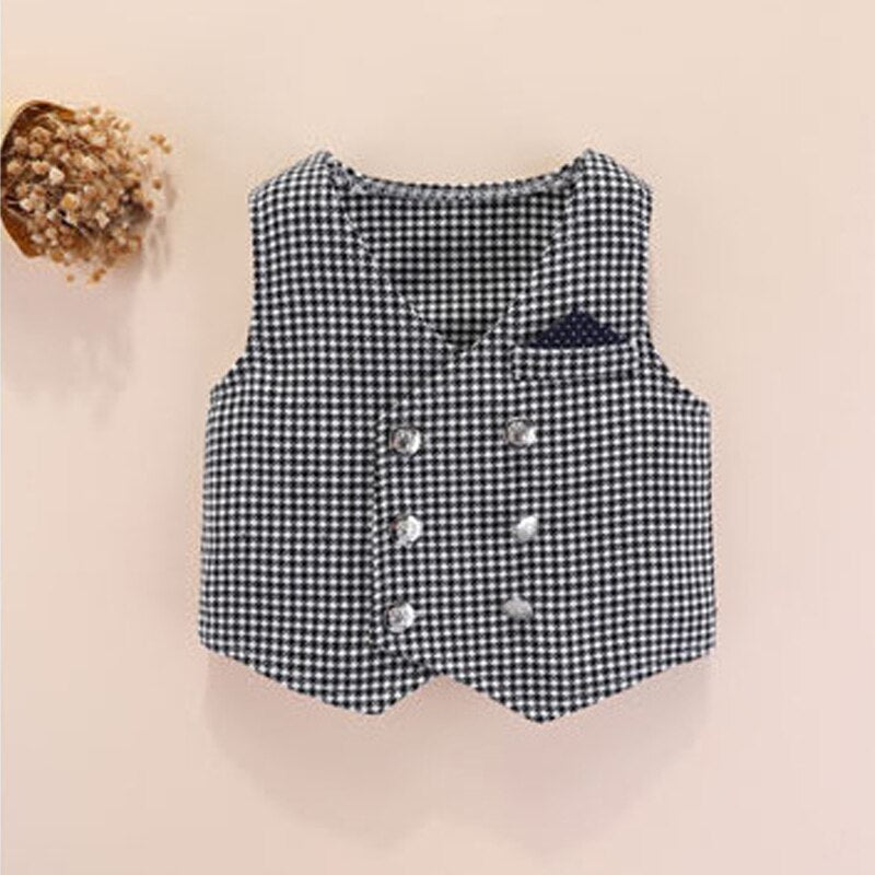 Baby Boys Cotton Suit Fashion Plaid Suits 2 Pcs Sets