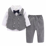 Baby Boys Cotton Suit Fashion Plaid Suits 2 Pcs Sets