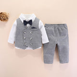 Baby Boys Cotton Suit Fashion Plaid Suits 2 Pcs Sets