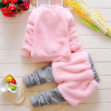 Baby Girl Autumn Winter Suit Smiley Cartoon Thickening Casual Sports 2 Pcs