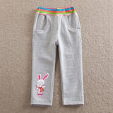 Baby Girl Pants Straight Tube Color Line with Pocket Pants 2-7 Years