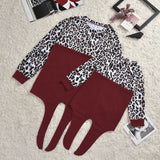 Casual Long Sleeve Family Matching Spring Autumn Leopard Shirts