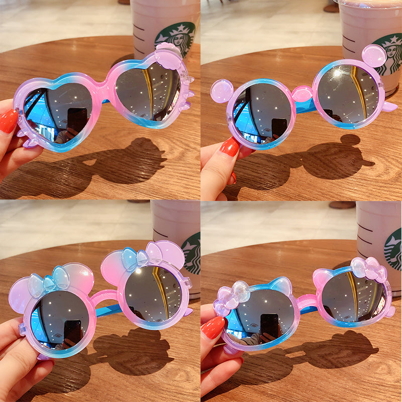 Kid Baby Cute Cartoon Bear Flower Round UV400 Sunglasses
