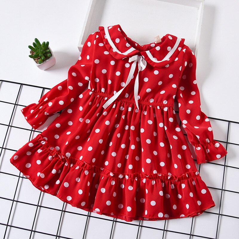 Baby Girls Dress Long Sleeve Cute Print Casual Autumn Dresses 1-4 Years
