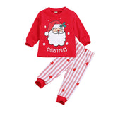 Kid Christmas Pajamas Set Santa Claus Long Sleeve Pullovers Pajamas