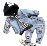 Kids Boy Girl Leisure Denim Casual Suits 3 Pcs Set