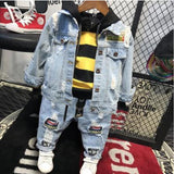 Kids Boy Girl Leisure Denim Casual Suits 3 Pcs Set