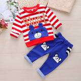 Kid Boy Suit Cartoon Letter Bear Curled 2 Pcs Set