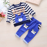 Kid Boy Suit Cartoon Letter Bear Curled 2 Pcs Set