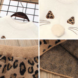 Kid Baby Girls Christmas Winter Dress Wools Warm Leopard Sets  2-5 Years